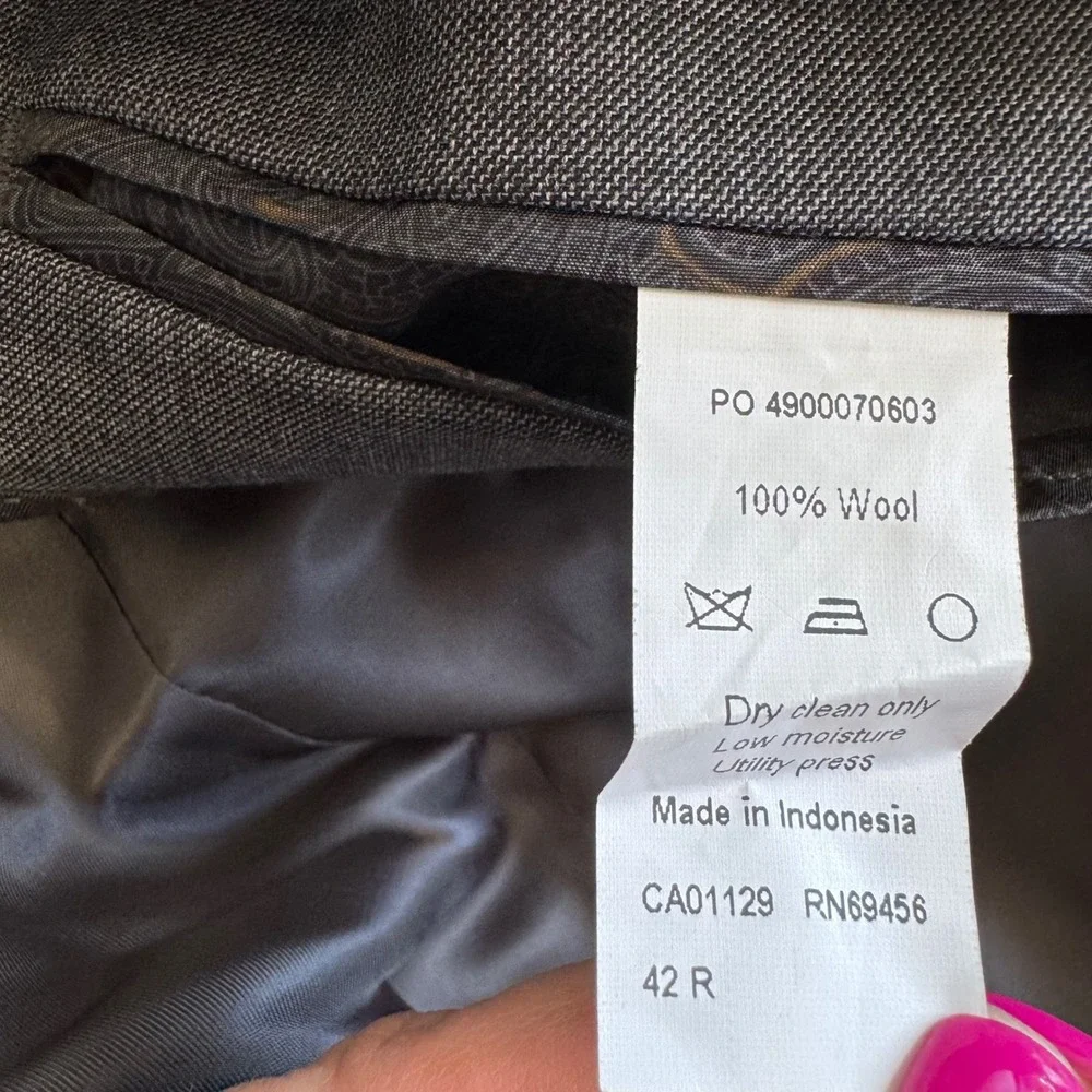 Lauren Ralph Lauren Mens 42R Grey 100% Wool Sharkskin 2 Button Blazer Sport Coat